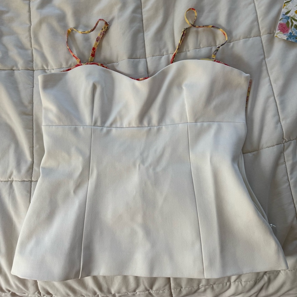 Zara White top with Floral Accents